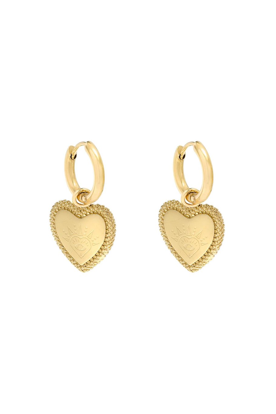 Earrings Heart with Vision Gold Color Metal 